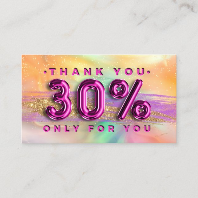 Cartão De Visita 100 CÓDIGO QRCODE 30% OFF Obrigado Pinky Holograph (Frente)