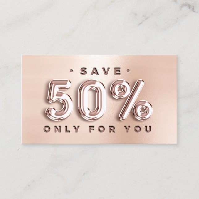 Cartão De Visita 100 INSERIR CÓDIGO QRCODE 50%OFF ROSA Inserir Balõ (Frente)