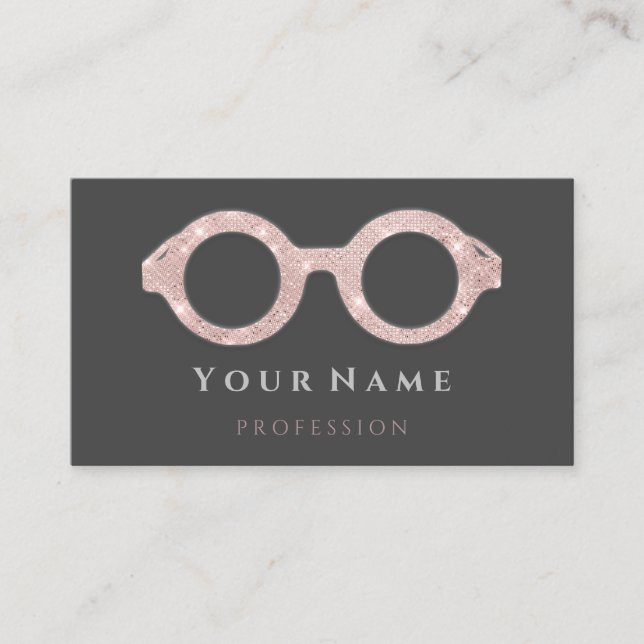 Cartão De Visita 100 Rosa Ópticas Ópticas Cinza Ópticas de Cuidados (Frente)