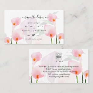 Cartão De Visita 100 x MINI Calla Lily Casamento Salvar Data QR Có