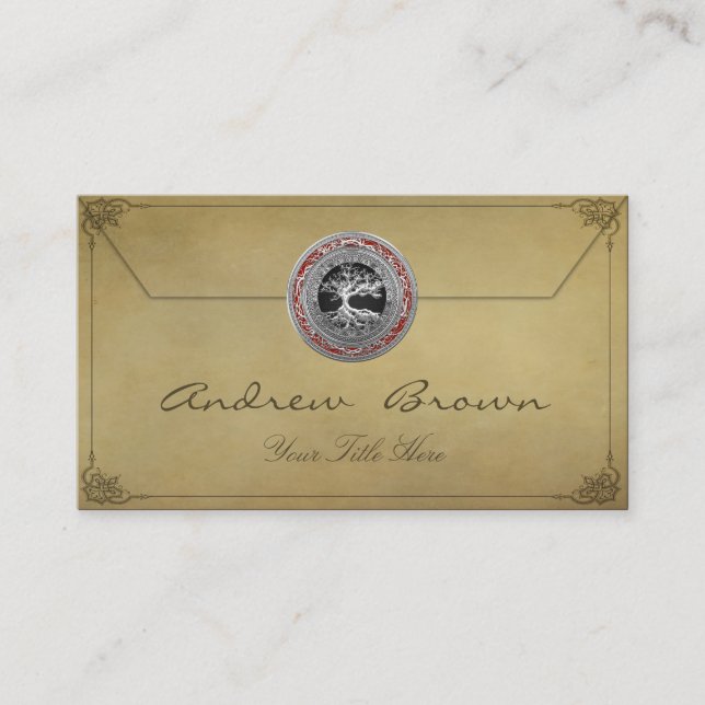 Cartão De Visita [154] Tesouro achado: Árvore de vida celta [prata] (Frente)