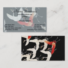 Cartão De Visita 1910-1920 Furisode com uma miríade de gruas voador