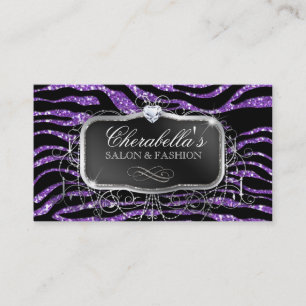 Cartão De Visita 232 Fashion Nail Salon Elegante Zebra Glitter Purp