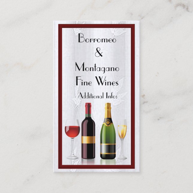 Cartão de visita 2 de vinho fino (Frente)