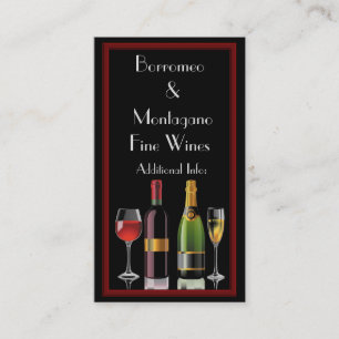 Cartão de visita 2 do preto do vinho fino