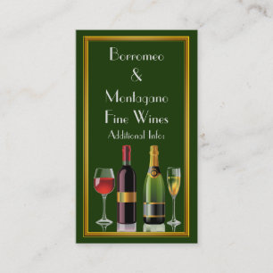 Cartão de visita 2 do verde do vinho fino