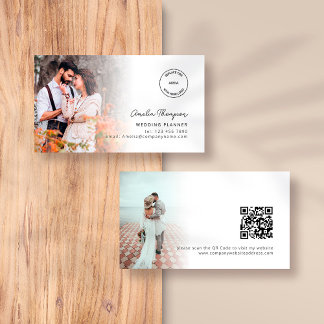 Cartão De Visita 2 Fotografias Logotipo QR Code Wedding Planner