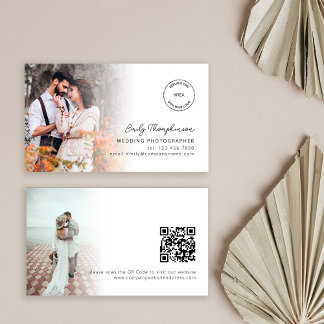 Cartão De Visita 2 Fotografias Logotipo QR Código Casamento Fotógra