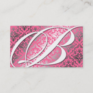 Cartão De Visita 311-Dazzle mim damasco - rosa do monograma de B