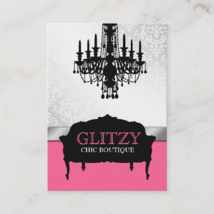 Cartão De Visita 311-Glitzy boutique chique - vertical do rosa