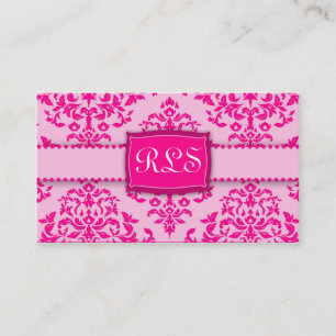 Cartão De Visita 311-Monogram cereja sobre o bolo - rosa