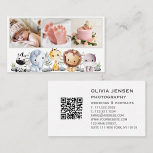 Cartão De Visita 3 Fotografias QR Código Recém-nascido Bebê Fotógra