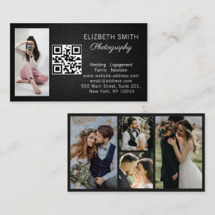 Cartão De Visita 4 Foto Colagem de Casamento Código QR do Fotógrafo