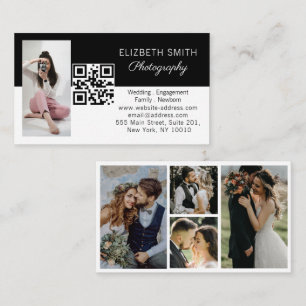 Cartão De Visita 4 Foto Colagem de Casamento Fotógrafo Código QR
