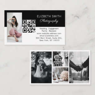 Cartão De Visita 4 Foto Colagem de Casamento Fotógrafo Código QR