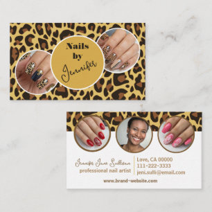 Cartão De Visita 5 Fotos Unhas Assinatura Modelo Leopard Impressão