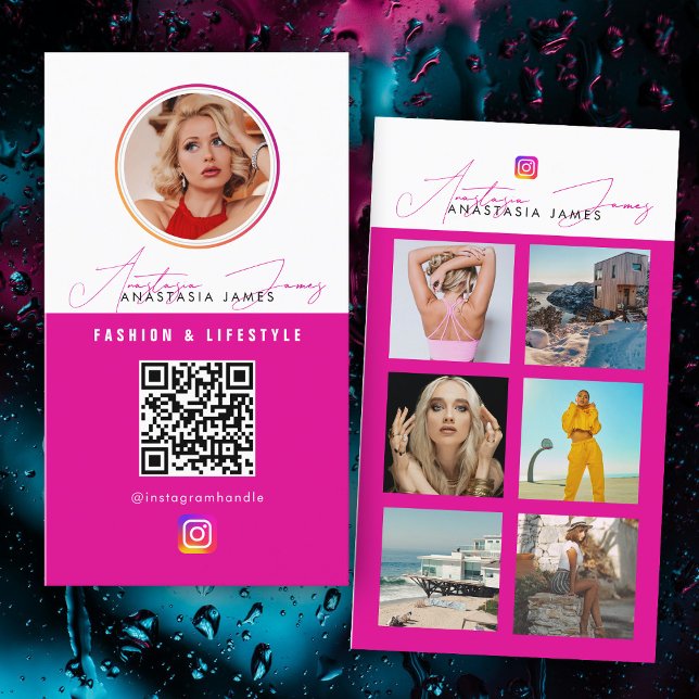 Cartão De Visita 6 Photo Feed Grid Social Media Código QR (6 Photo Feed Grid Social Media QR Code Business Card)
