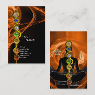 Cartão De Visita 7 CHAKRAS YOGA LOTUS POSE Orange