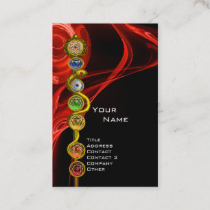Cartão De Visita 7 CHAKRAS YOGA LOTUS POSE Vermelho