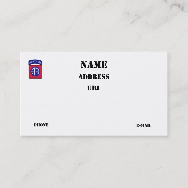 Cartão De Visita 82nd A divisão aerotransportada de ABN DIV (Frente)
