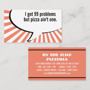 Cartão De Visita 99 problemas, mas pizza é uma