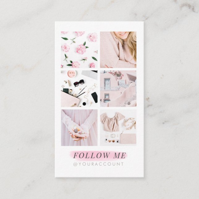 Cartão De Visita A colagem cor-de-rosa da foto da alimentação de (Frente)