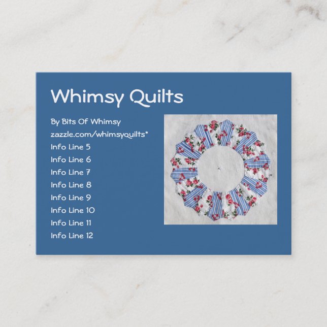 Cartão De Visita A edredão de Nellie da avó - bloco #3 (Frente)