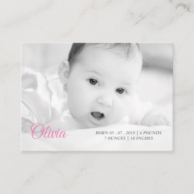 Cartão De Visita a foto & o nome do seu bebê (Frente)