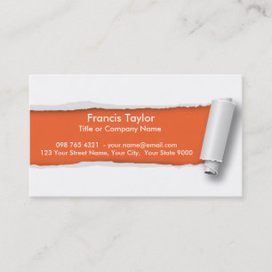 Cartão De Visita A laranja simples, original rasgou o design de