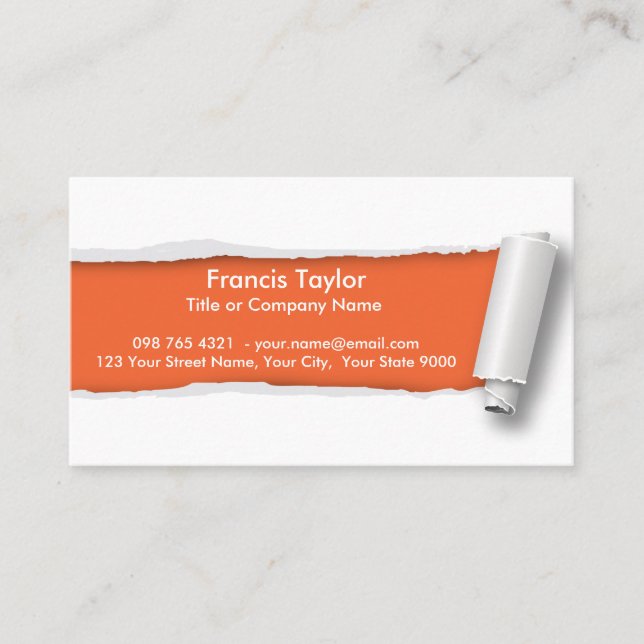 Cartão De Visita A laranja simples, original rasgou o design de (Frente)