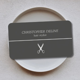 Cartão De Visita A linha escura minimalista Scissor o cabeleireiro