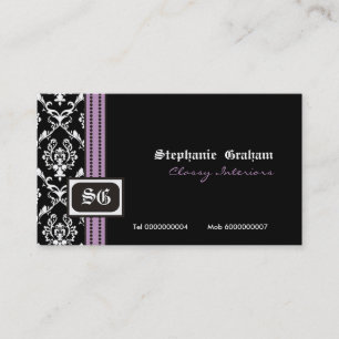 Cartão de visita à moda branco preto do monogram