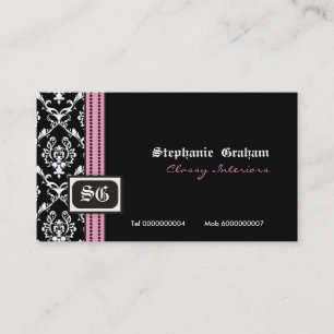 Cartão de visita à moda branco preto do monogram