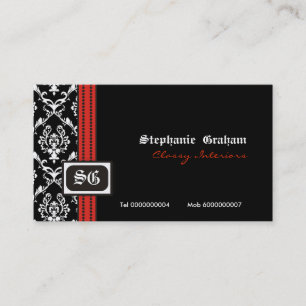 Cartão de visita à moda branco preto do monogram