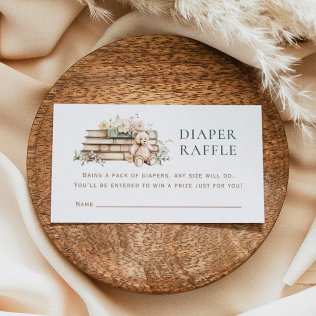 Cartão De Visita A New Chapter Floral Book Diaper Raffle Enclosure (Criador carregado)