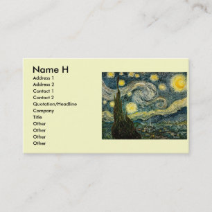 Cartão De Visita A noite estrelado de Vincent van Gogh (1889)