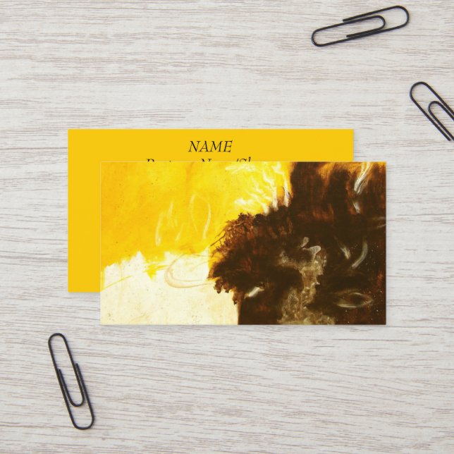 Cartão De Visita A pintura da arte abstracta goteja Splatters Brown (Frente/Verso In Situ)