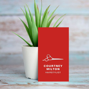 Cartão De Visita A prata vermelha elegante do falso Scissor o