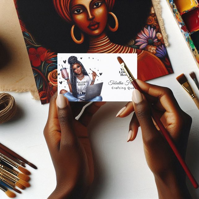 Cartão De Visita A Rainha Inspiradora do Artesanato Africano Americ (African American Crafting Queen Inspirational Business Card)