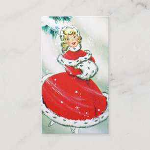 Cartão De Visita A senhora retro do natal vintage adiciona o cartã