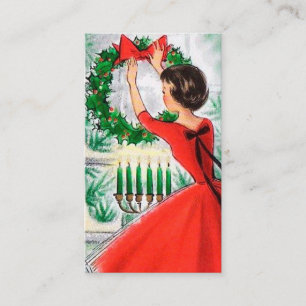 Cartão De Visita A senhora retro do natal vintage adiciona o cartã
