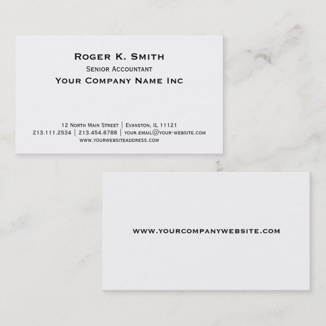 Cartão De Visita A Simplicidade Clássica do Comperplate é Elegante (Frente/Verso)