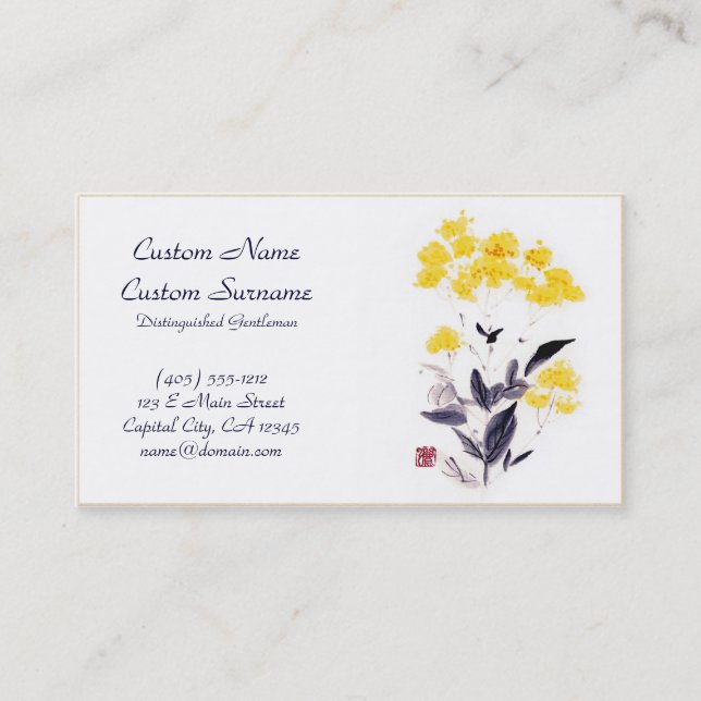 Cartão De Visita A tinta chinesa oriental clássica do sumi-e (Frente)