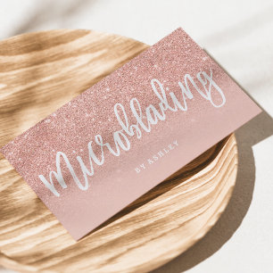 Cartão De Visita A tipografia elegante de Microblading cora ouro