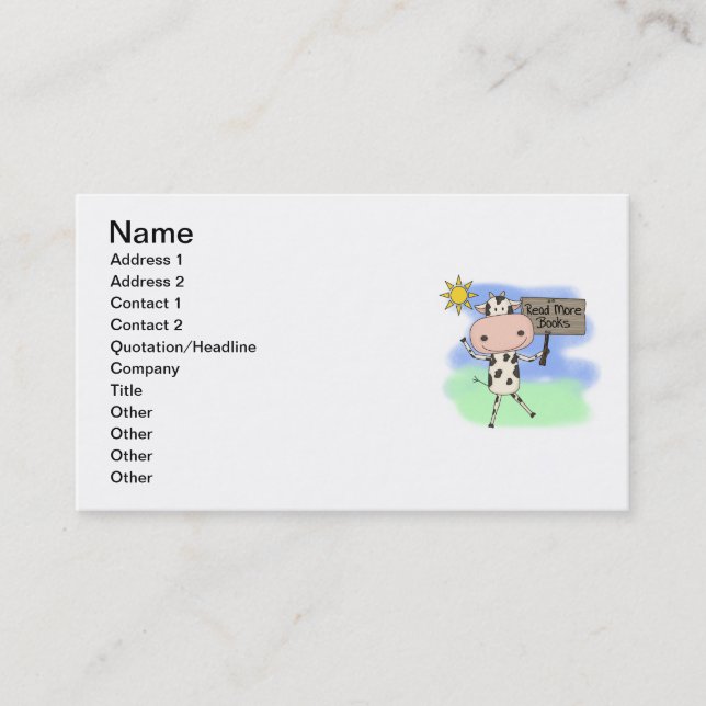 Cartão De Visita A vaca leu mais livros (Frente)