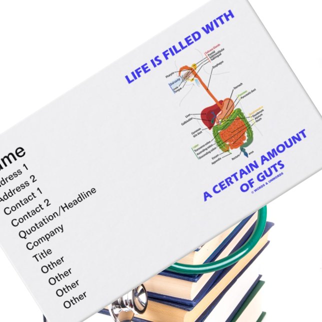 Cartão De Visita A Vida É Preenchida Com Uma Certa Quantidade De Tr (Business card for medical practitioners who know that "Life Is Filled With A Certain Amount Of Guts")