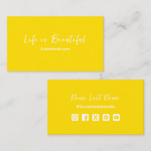 Cartão De Visita A vida é um belo site de blogues amarelo, mídia so