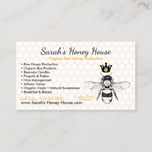 Cartão De Visita Abeja Melífera Profissional de Mel Elegante Favo d