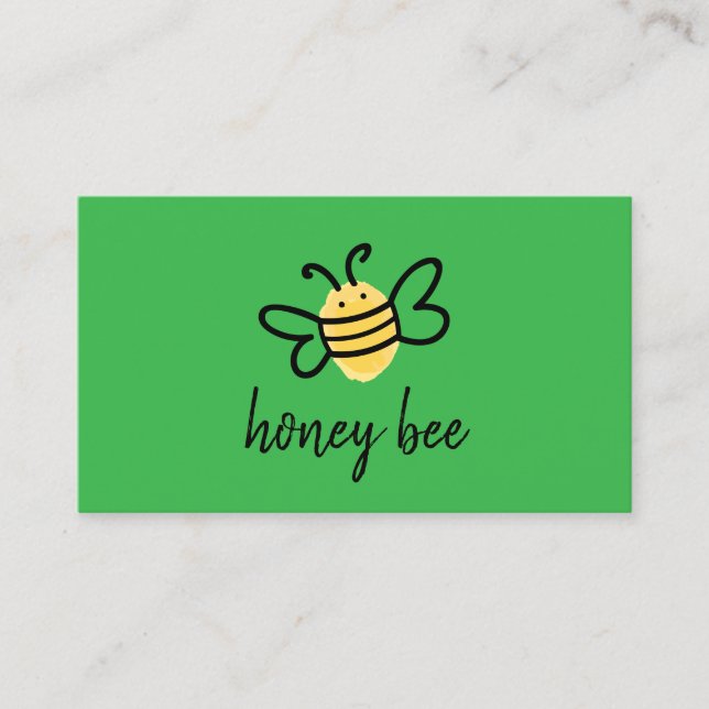 Cartão De Visita Abeja Melífera Simples Verde (Frente)