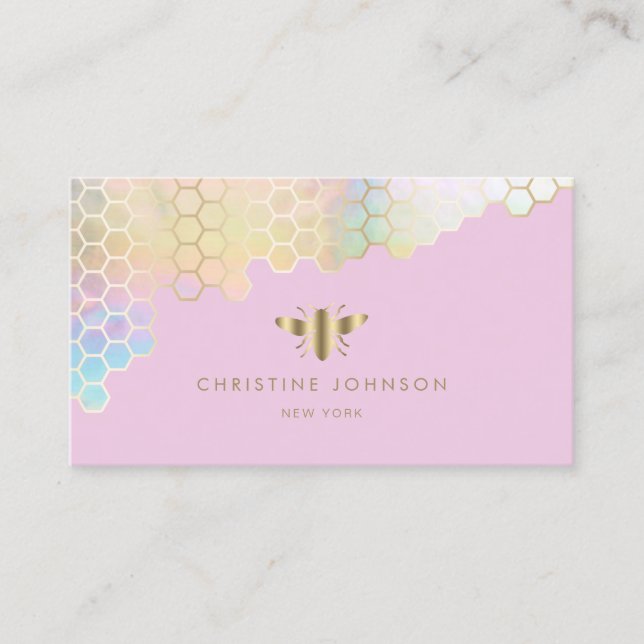 Cartão De Visita abelha de folha de ouro falso de mel (Frente)